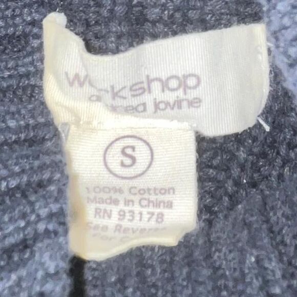 Workshop 100% cotton black white striped mockneck chunky knit sweater Sz S - Picture 5 of 5